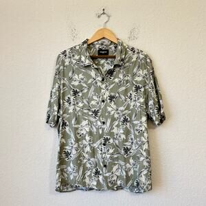 THE KOOPLES Shirt Sage Green Floral Hawaiian Aloha Beach Japanese Cloth